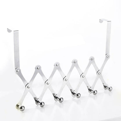 Stainless Steel Retractable Door Hanger with 6 Hooks for Indoor Use