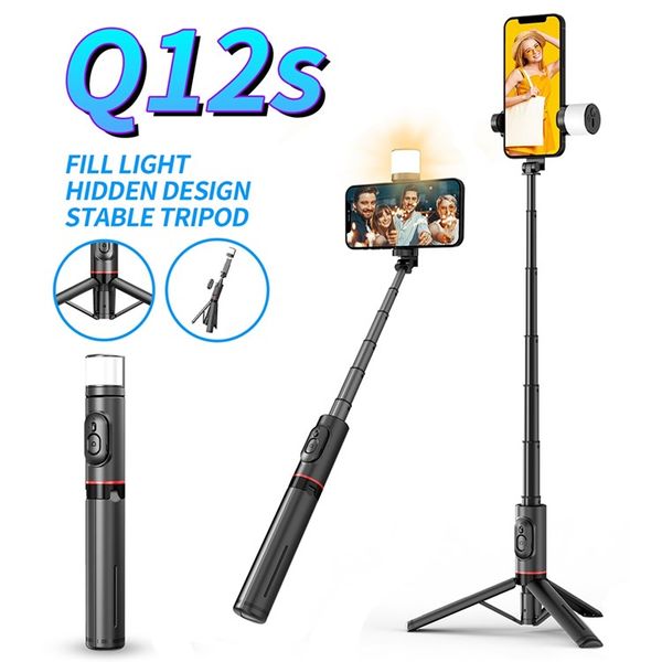 3-in-1 Selfie Stick with Fill Light and Tripod, Expandable with Remote