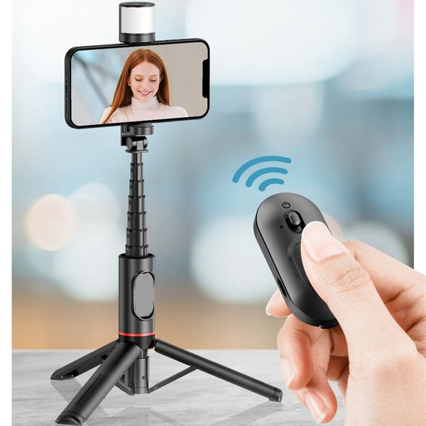 3-in-1 Selfie Stick with Fill Light and Tripod, Expandable with Remote