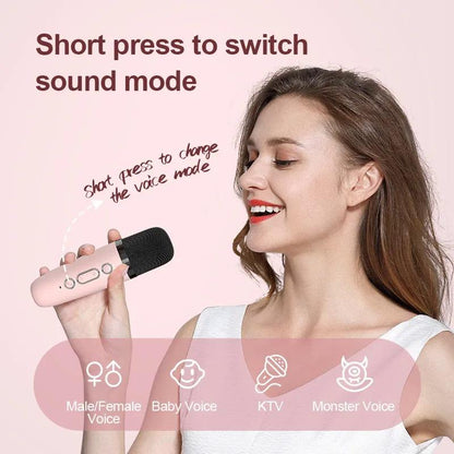 Mini Mic Subwoofer Portable Karaoke Machine Adults kids Bluetooth Speaker System with 1 Wireless Microphones Music Player