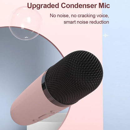 Mini Mic Subwoofer Portable Karaoke Machine Adults kids Bluetooth Speaker System with 1 Wireless Microphones Music Player