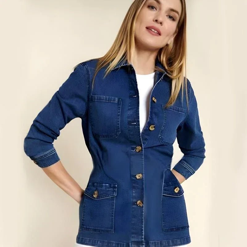 Fashionable Denim Short Coat For Women Classy Winter Wear - Arfa Mart