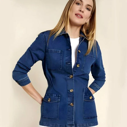 Fashionable Denim Short Coat For Women Classy Winter Wear - Arfa Mart