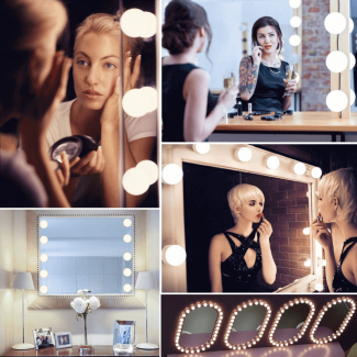 Set of 10 Dimmable LED Makeup Mirror Lights with 3 Light Modes and Adhesive Pads