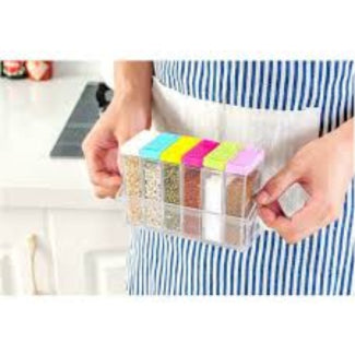 6 Pcs Kitchen Spice Jar Set with Automatic Lid and Transparent Design