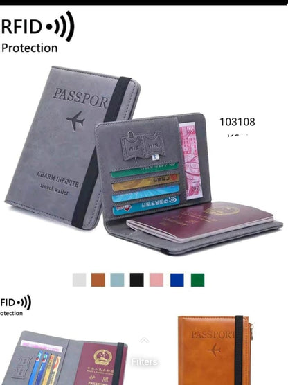 Leather Travel Wallet And Passport Holder Slim Travel Credit Card Pouch
