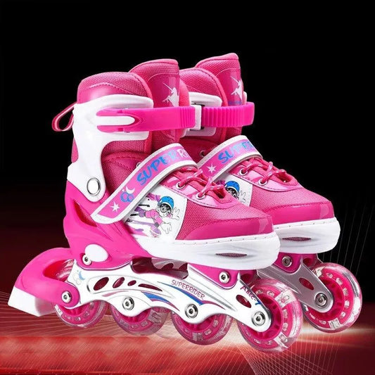Adjustable Children Single Four-Wheel Roller Skates Skating Shoes