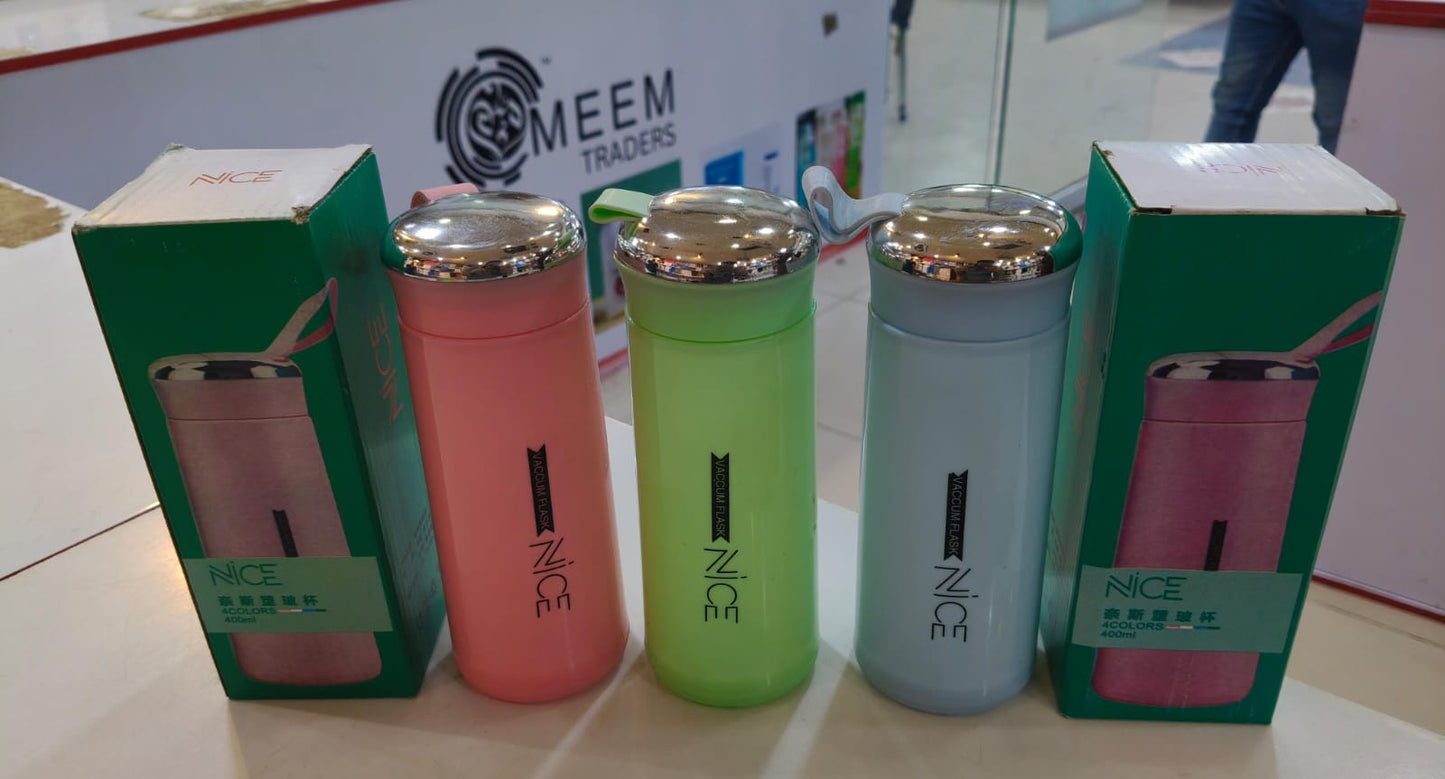 Portable 400ml BPA-Free Glass Water Bottle with Wide Mouth Design