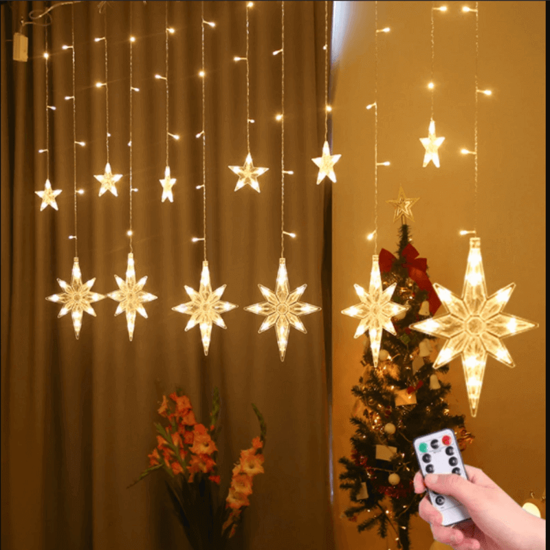 LED Star Curtain Fairy Lights, Waterproof Soft Light String for Indoor & Outdoor Use