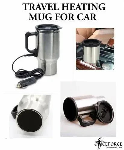 Car Stainless Steel Coffee Mug Flask with Heating and Spill-Resistant Lid for Travel - Arfa Mart