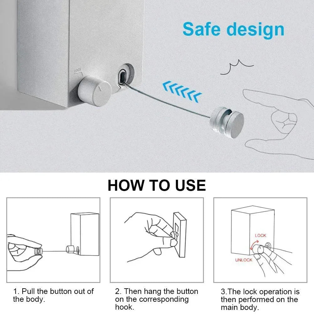 Retractable Indoor and Outdoor Clothes Wall Hanger Invisible Clothesline Wire Rope - Arfa Mart