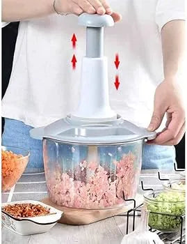 1.5 Liter Kitchen Handy Push Chopper Vegetable Chopper with Lock and Beater