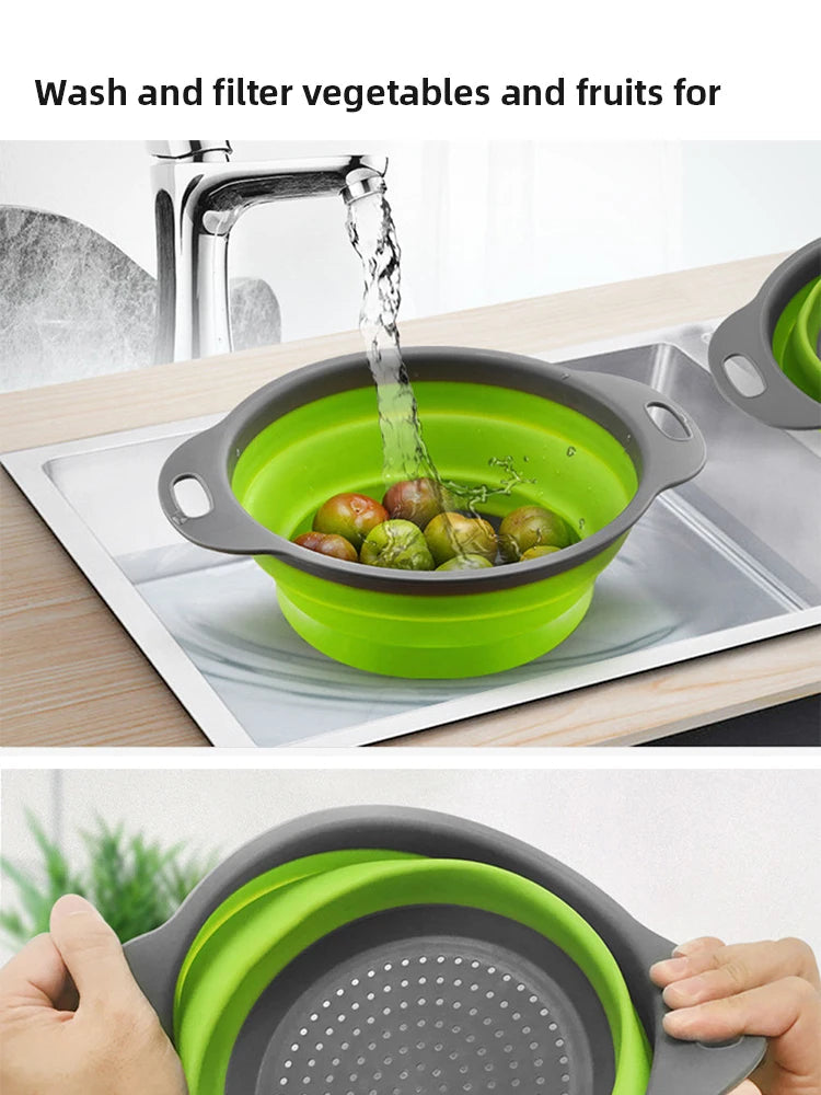 Foldable Silicone Filter Basket with Non-Slip Base, Easy-Grip Handle, Dishwasher Safe