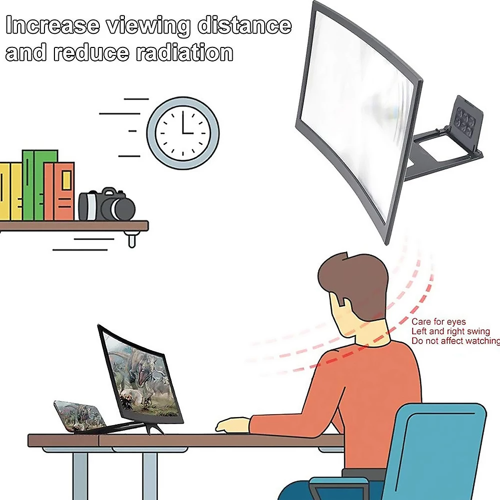 Mobile Screen Magnifier Curved HD Display for Movies and Videos