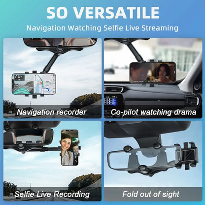 Universal 360 Car Rearview Mirror Phone Holder for Safe Driving - Arfa Mart