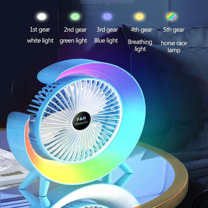 Desktop Silent Desk Fan,  Air Circulator Personal Cooling Fan with RGB Lights