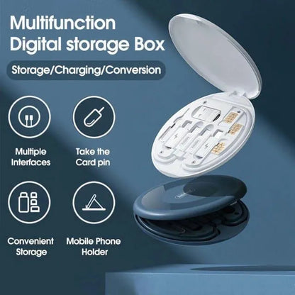 Multifunctional data cable storage box Adopter for lightning USB-C and Micro-USB device universal data transfer cable