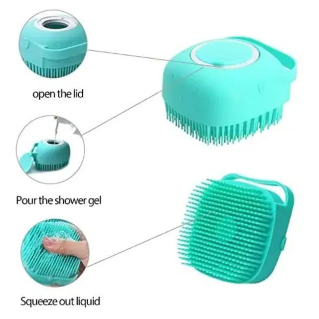 Silicone Massage Bath Brush with Liquid Soap Dispenser - 2 in 1 Function