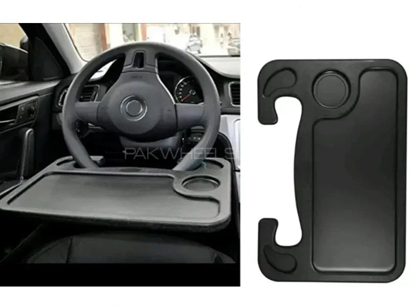 Universal Car Steering Wheel Desk Food Tray with Cup Holder and Laptop Stand - Arfa Mart