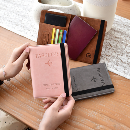 Leather Travel Wallet And Passport Holder Slim Travel Credit Card Pouch