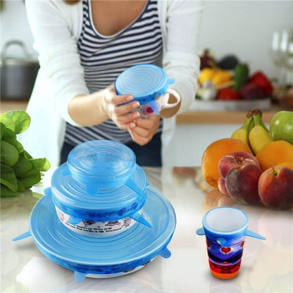 6pc Silicone Stretch Lids Set - Reusable, BPA-Free, Heat Resistant Food Covers