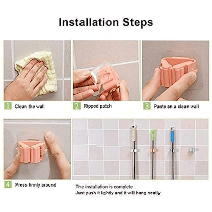 3 Pcs Wall Mounted Organizer Holder for Mops, Brooms, and Tools with Handles
