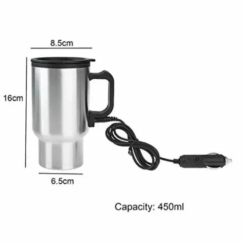 Car Stainless Steel Coffee Mug Flask with Heating and Spill-Resistant Lid for Travel - Arfa Mart