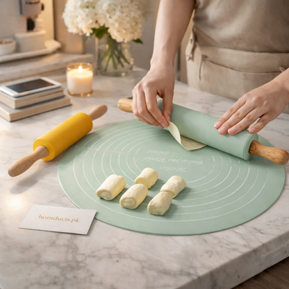Silicone Dough Mat Rolling Pin Set