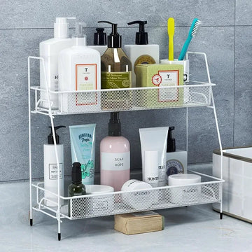 2 Layer Multi-Purpose Mini Portable Iron Organizer Shelf - Arfa Mart