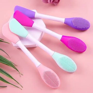 Double Head Silicone Facial Mask Brush Pack of 2 - Arfa Mart