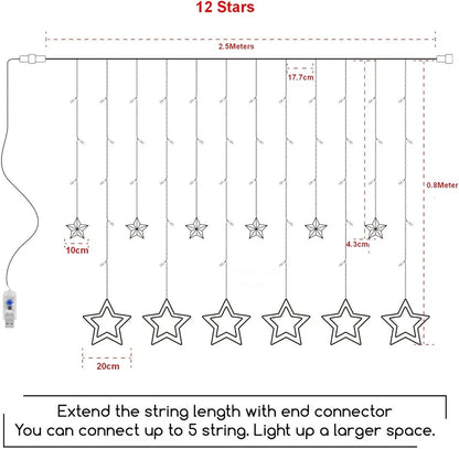 LED Star Curtain Fairy Lights, Waterproof Soft Light String for Indoor & Outdoor Use