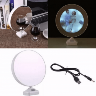 LED Magic Mirror Photo Frame 3-in-1 Desk Lamp, Mirror, and Photo Display with USB Light