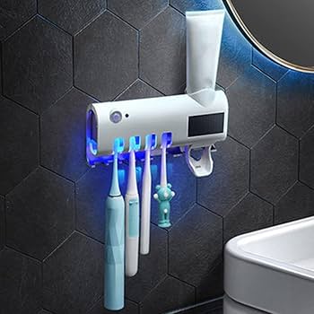 Electric Toothbrush Sterilizer and Dispenser with UV Light and Holder
