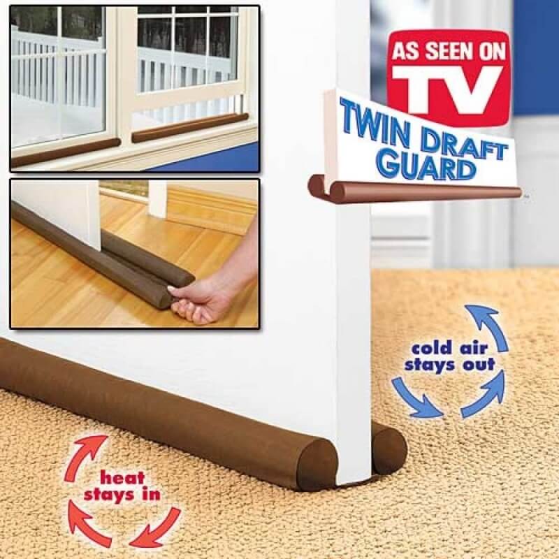 Pack of 3 Twin Draft Door and Window Draft Stoppers 36 Inches, Washable Fabric
