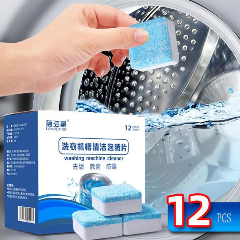 12 Pcs Washing Machine Cleaning Tablets for Odor and Bacteria Removal