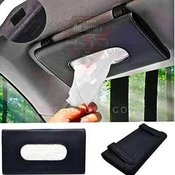 PU Leather Car Tissue Box with Clips for Sun Visor, Durable and Practical Design - Arfa Mart
