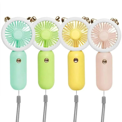 USB Handheld Mini Fan with light Cartoon Mute Fan