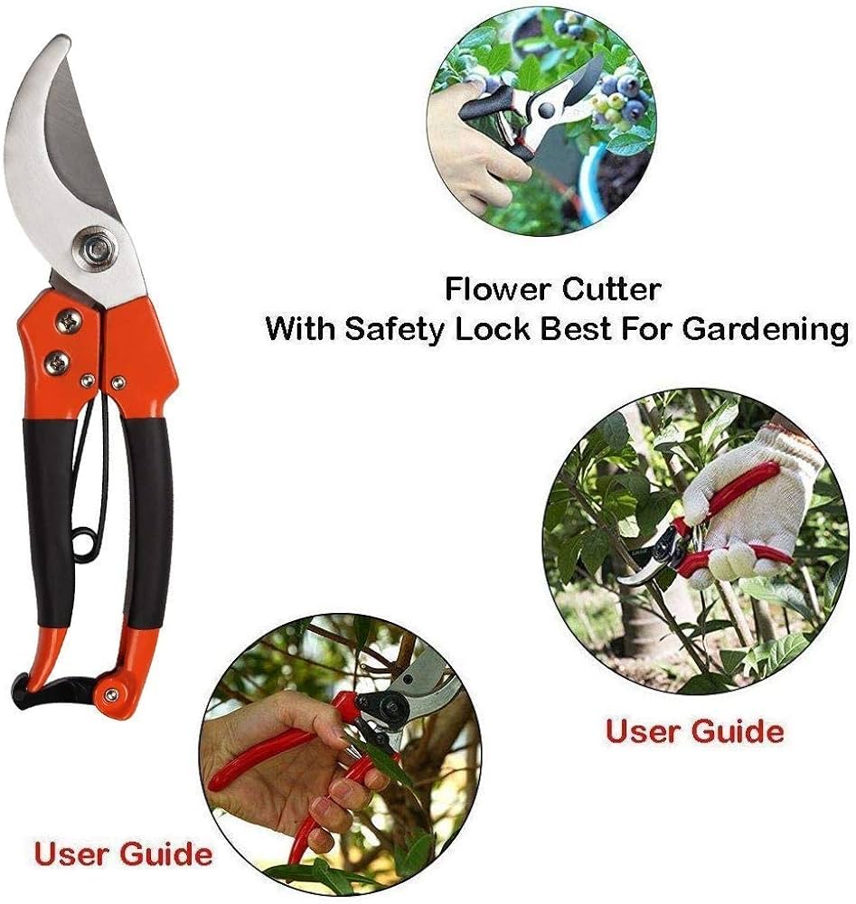 Carbon Steel Pruning Shears for Garden Plants Branch Cutter Heavy Duty Scissors