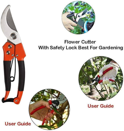 Carbon Steel Pruning Shears for Garden Plants Branch Cutter Heavy Duty Scissors