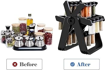 18pcs 360-Degree Rolling Spice Jar Set with Sealed Glass Jars