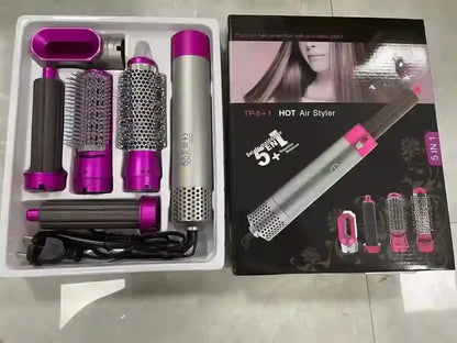 5 in 1 Hair Dryer Hot Air Brush Hair Volumeizer Straightener and Curler - Arfa Mart
