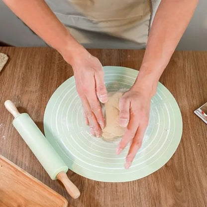 Silicone Dough Mat Rolling Pin Set