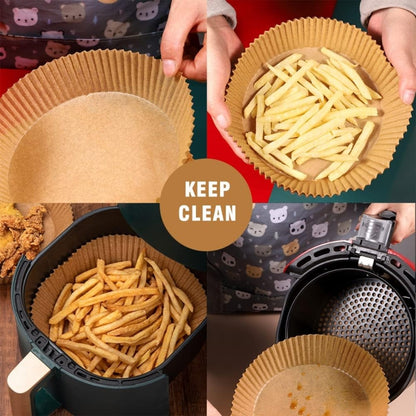 Air Fryer Disposable Paper Liners - 50 pcs Set, Bowl Shape Design