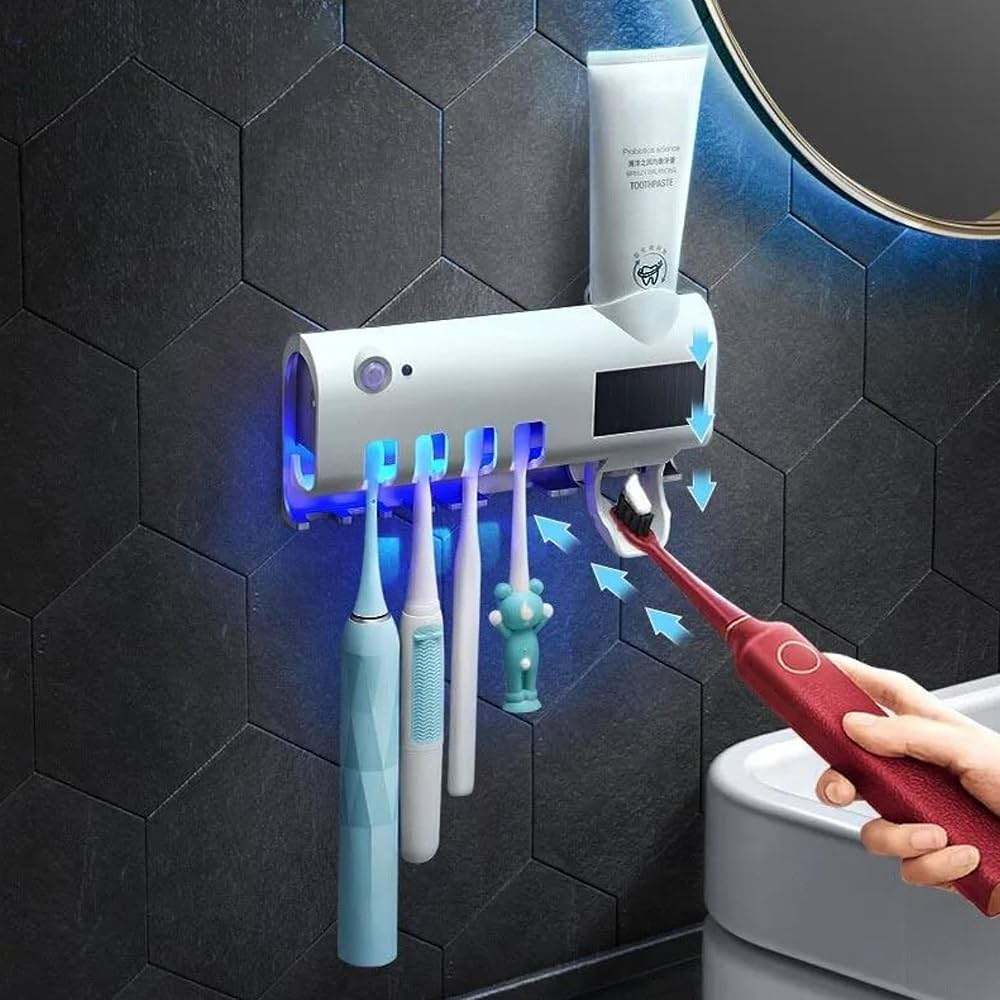 Electric Toothbrush Sterilizer and Dispenser with UV Light and Holder