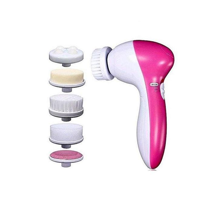 Electric Facial Cleansing Brush with Four Replaceable Heads, Waterproof Spa Massager