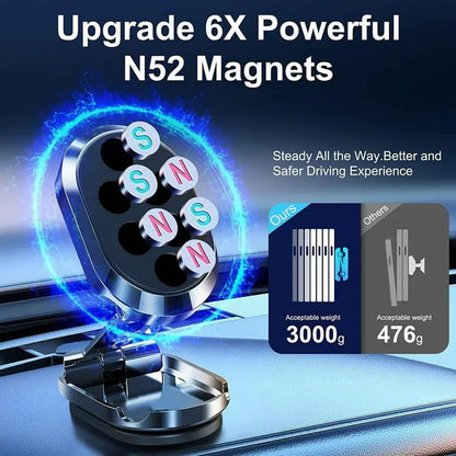 360° Rotatable Mounting Metal Magnetic Car Mobile Stand Folding Phone