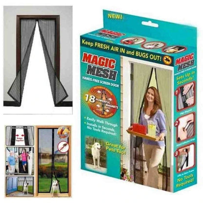 Magic mesh hands-free screen door