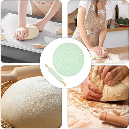 Silicone Dough Mat Rolling Pin Set