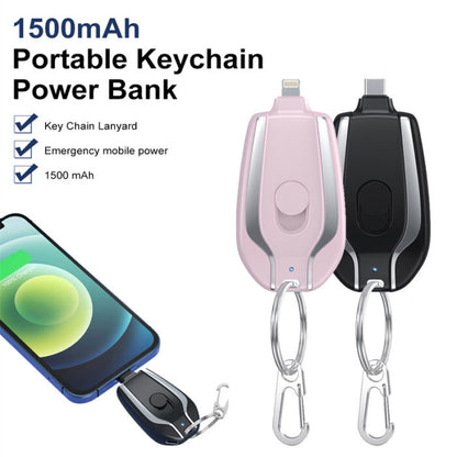Key Ring Mini Power Bank 1500mAh Portable Charger for Type-C Devices