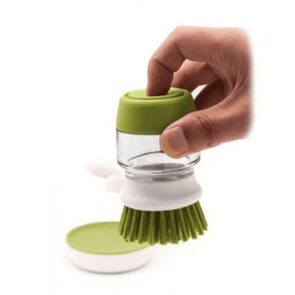 Dish Washing Brush with Liquid Dispenser and Storage Stand, Non-Scratch Bristles